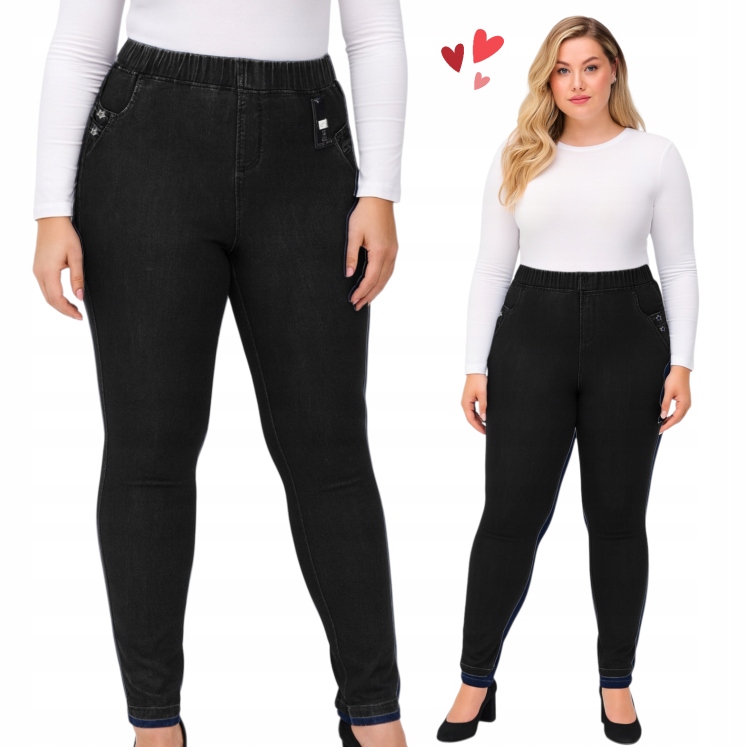 Treginsy Damskie Plus Size spodnie gumy bawełna jeans gwiazdy 56 58 8XL 9XL