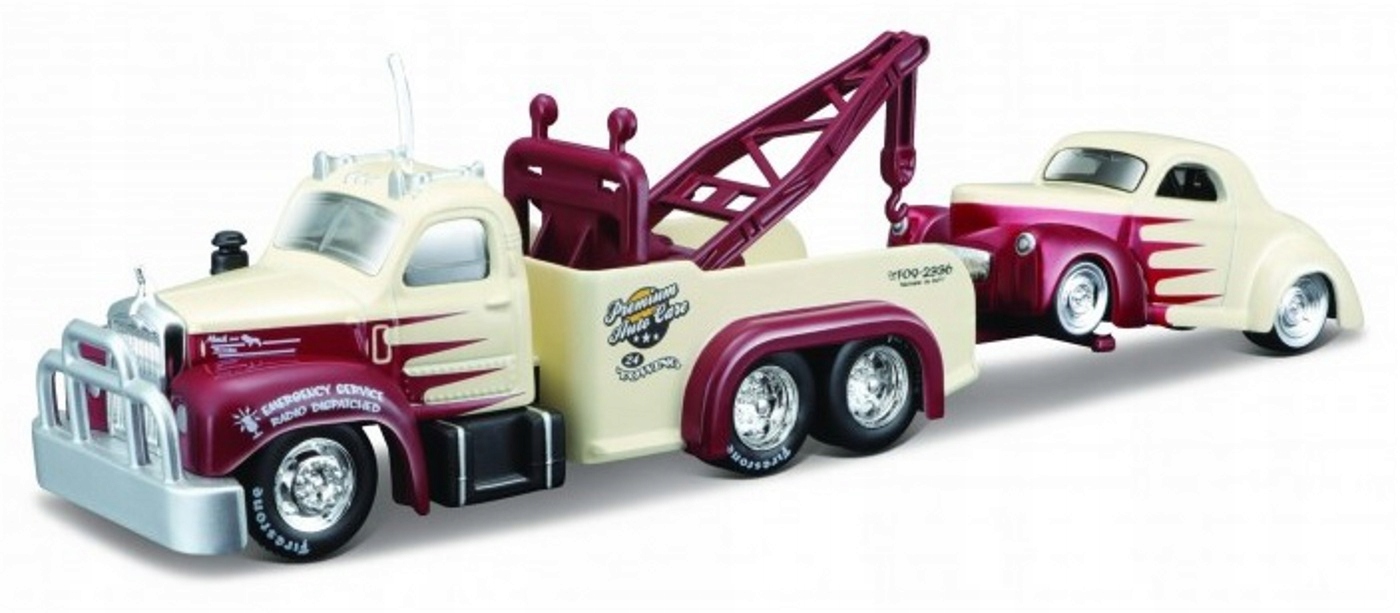 Odtahový Vůz 1953 Mack B-61+1941 Willys 1:64 Maisto