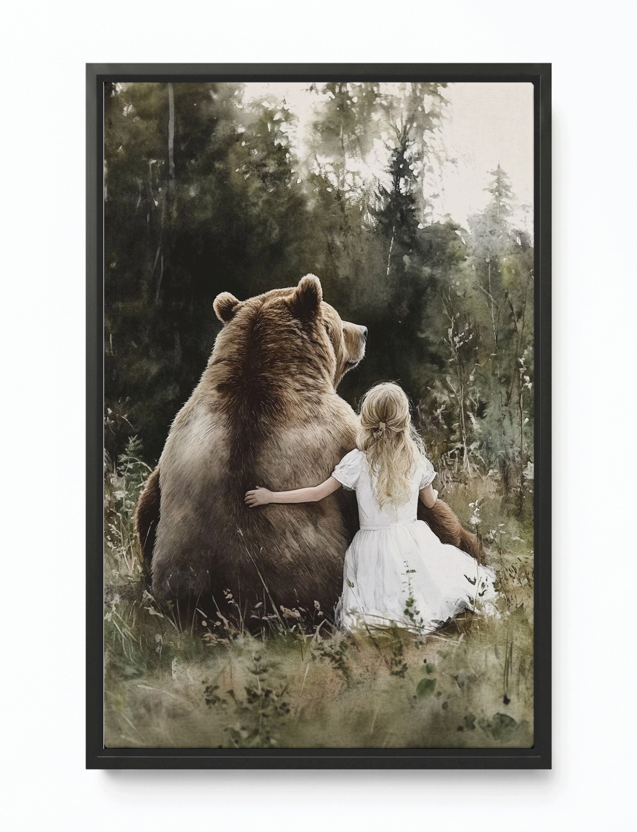 Obraz Rám Americký Box Dívka Medvěd Les Pohádka Přátelství 40x60