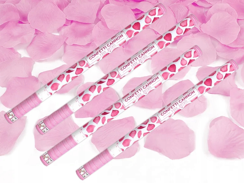 TUBY STRZELAJĄCE KONFETTI RÓŻOWE PŁATKI RÓŻ NA ŚLUB WESELE ZARĘCZYNY 80cm