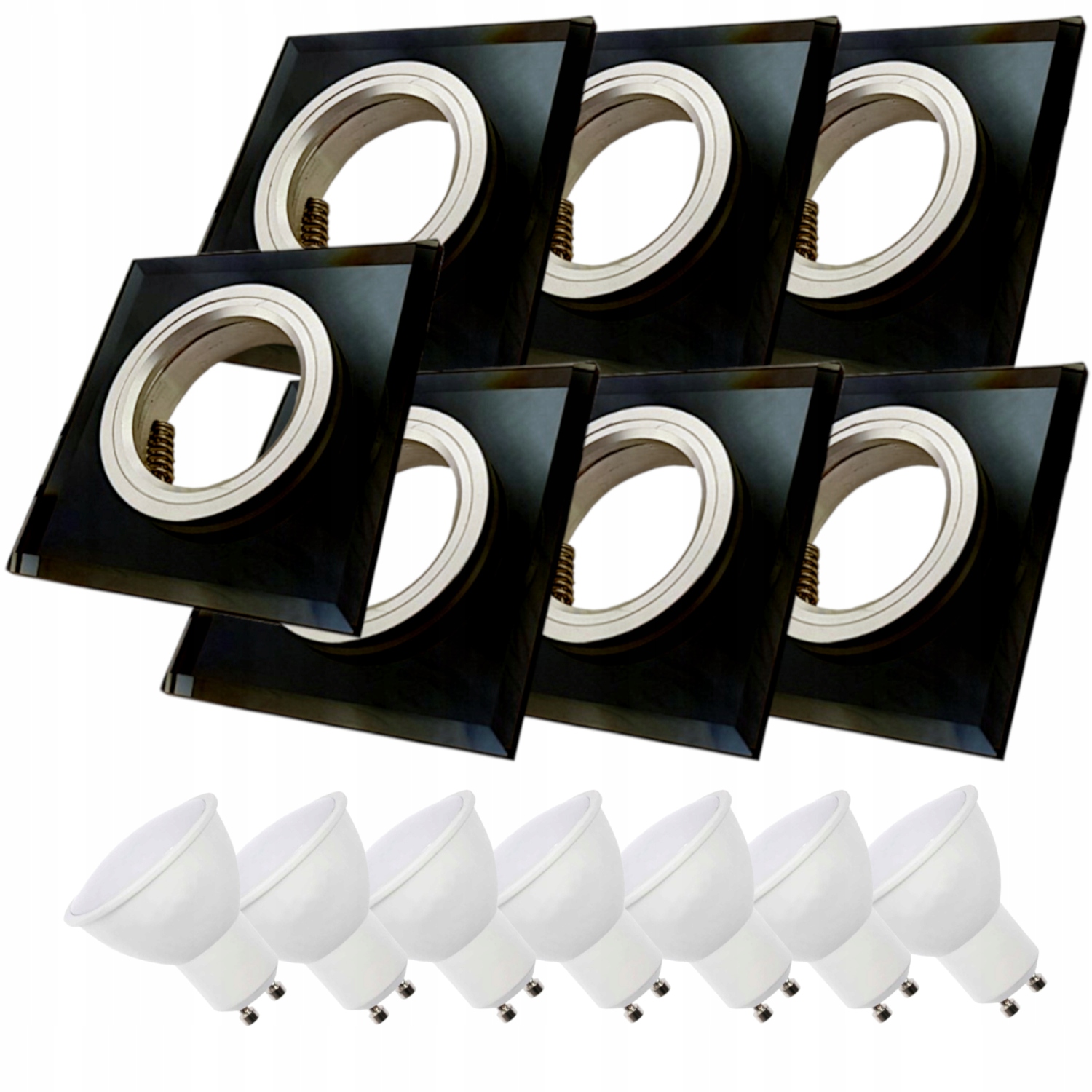 7x Skleněná Černá Stropní Lampa Halogenová Objímka Led Žárovky 5W