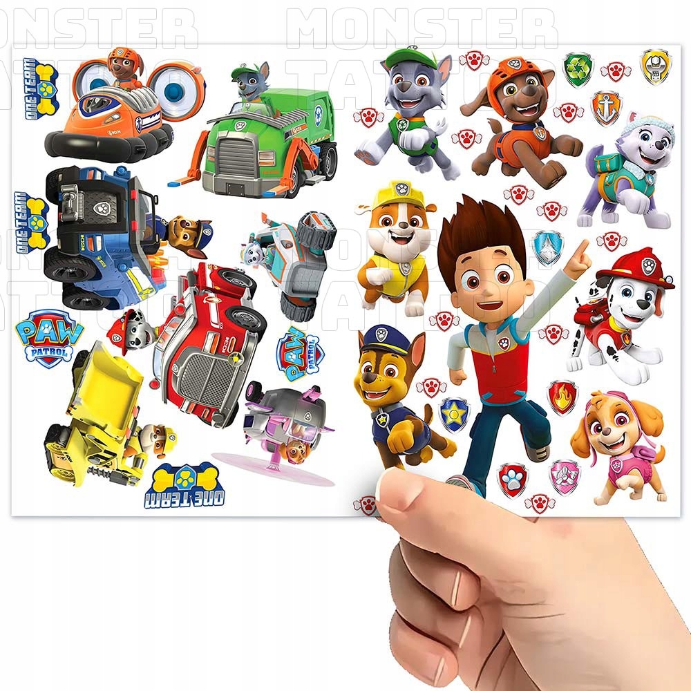TATUAŻE DLA DZIECI ZMYWALNE TYMCZASOWE PSI PATROL WZORY ZESTAW JAKOŚĆ Typ naklejka