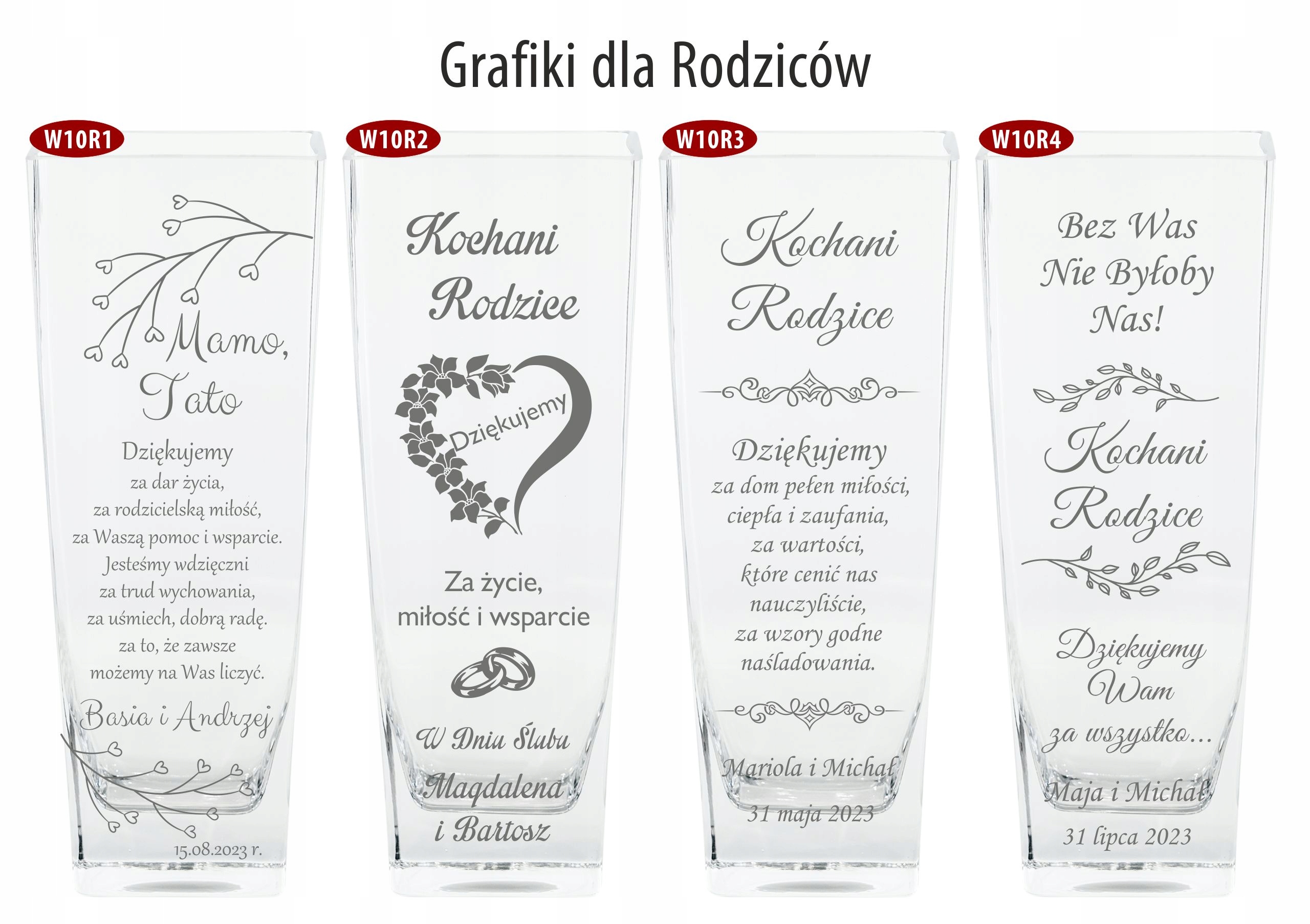 Wazon z GRAWEREM 35cm IMIENINY JUBILEUSZ ŚLUB W10 Materiał szkło