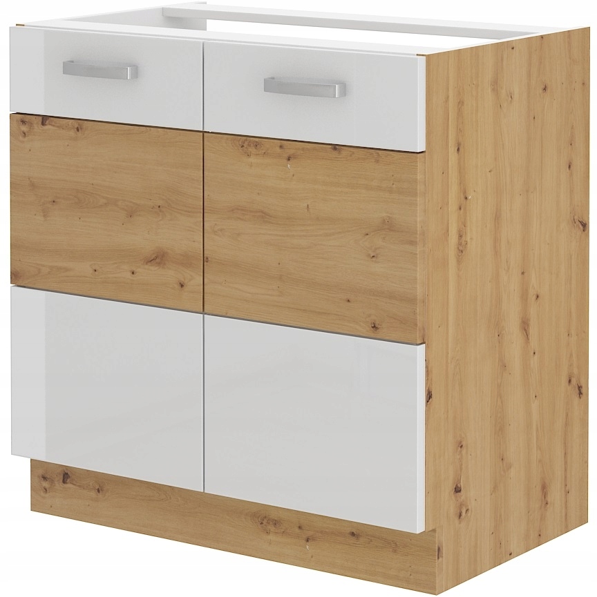 Kuchyňská skříňka 80 pod dřez. Bílý lesk Dub Artisan