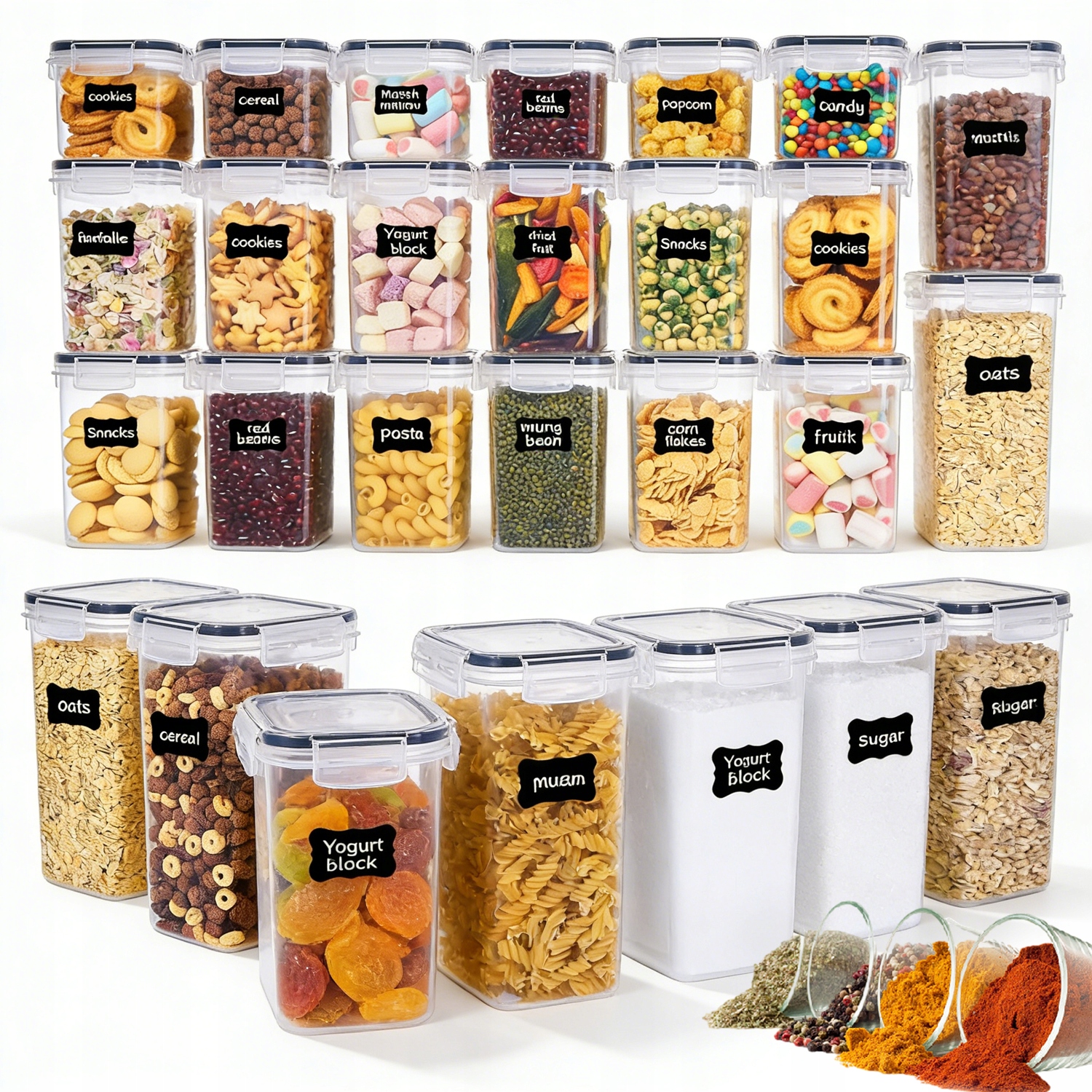 24 X Sada Hermetických Úložných Boxů Samolepky