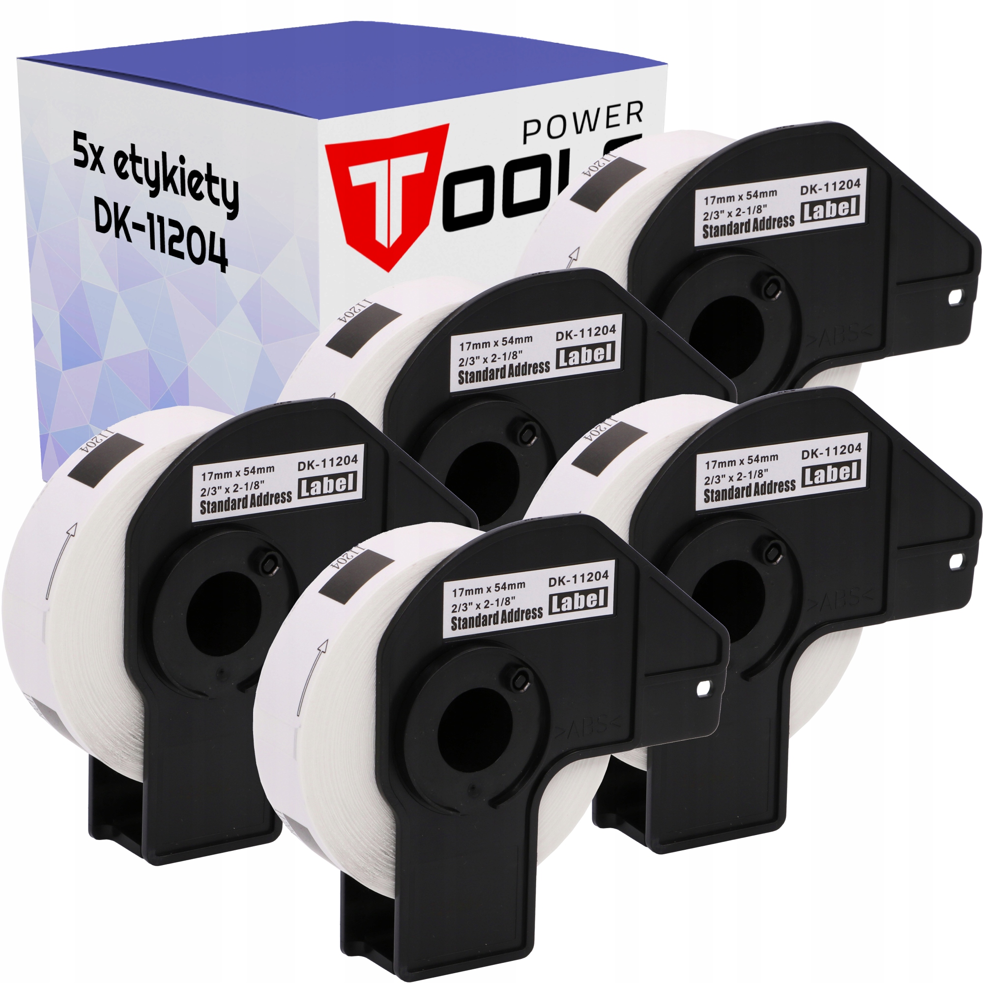 5x zamiennik Etykiet z uchwytem DK11204 17x54 do drukarki Brother QL