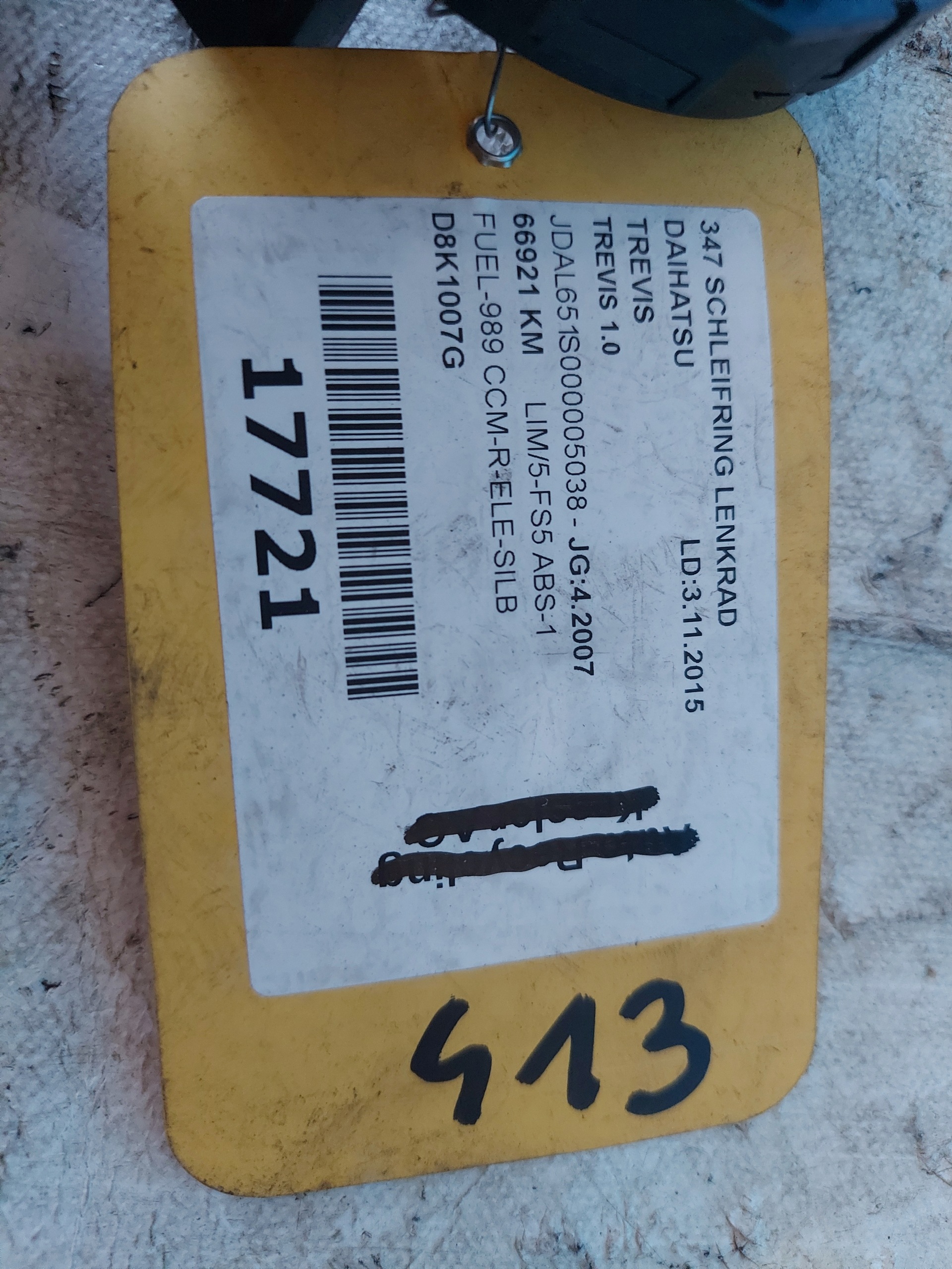 ring airbag DAIHATSU TREVIS 2007 R