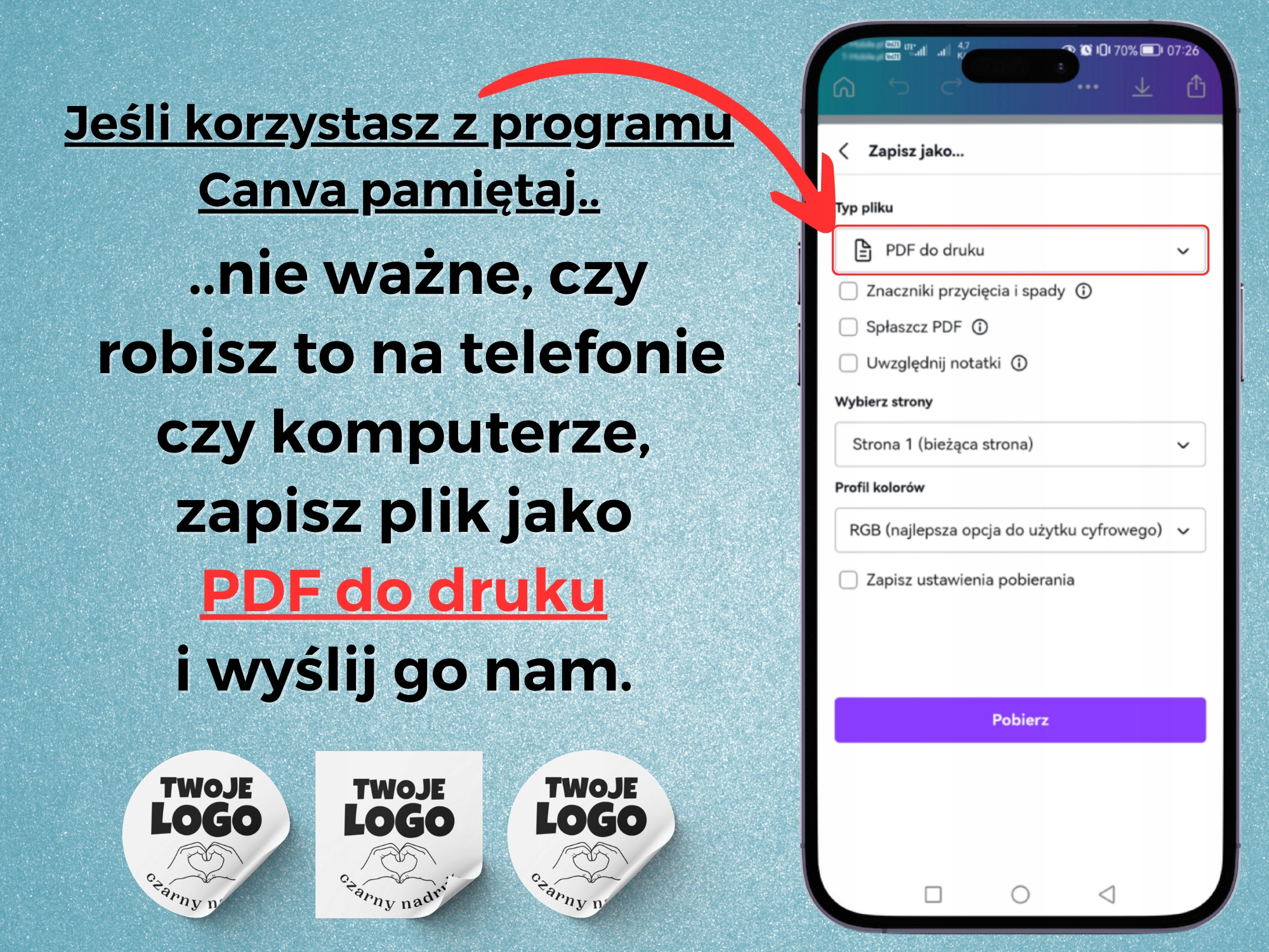 Naklejki etykiety okrągłe z LOGO 5 cm 500 szt EAN (GTIN) 5905718535378