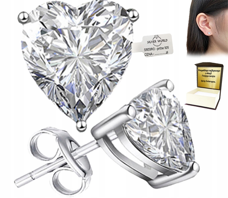 

Kolczyki Srebrne WKRĘTKI.Cyrkonie Swarovski Grawer