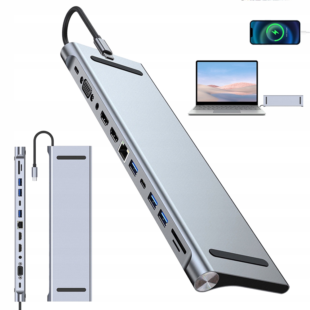 Dokovací Stanice Hub 12V1 Type-c Hdmi 4K Pro Notebook Pc, Praktická