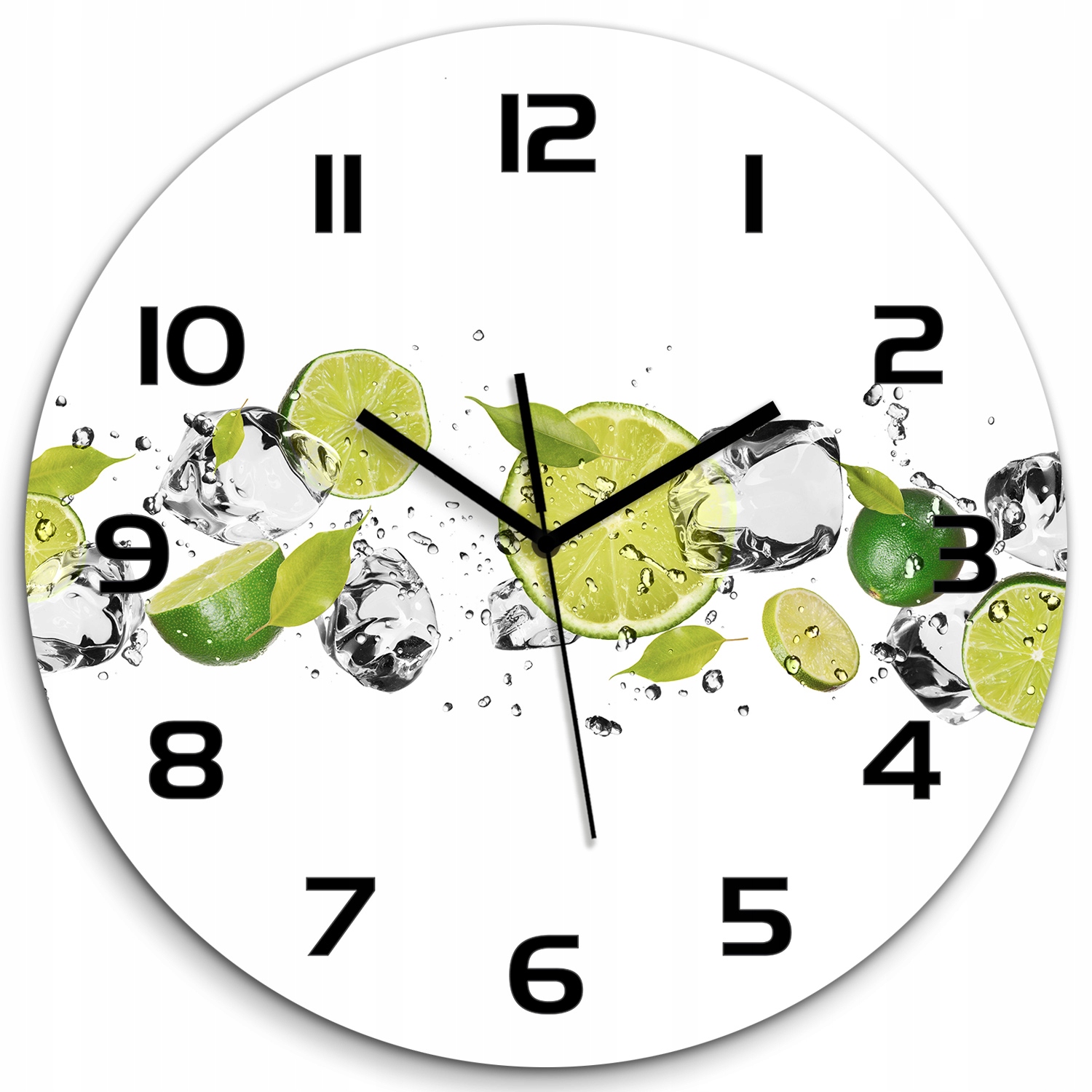 

Zegar ścienny ze szkła, duży Limonka i woda fi 60