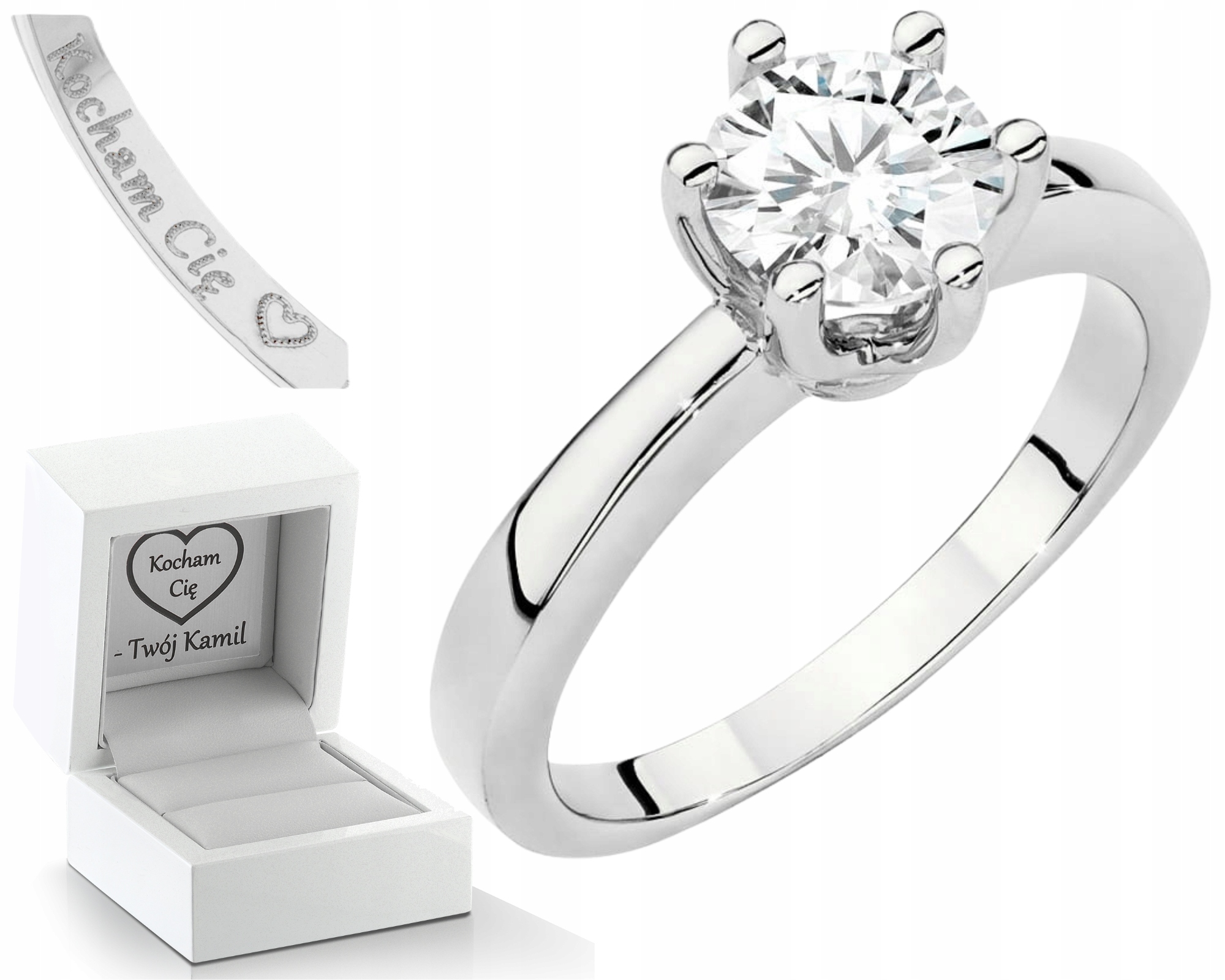 Prstýnek Z Bílého Zlata Briliant Lab 1,00 Ct Zlato 585 Dárek Gravírování