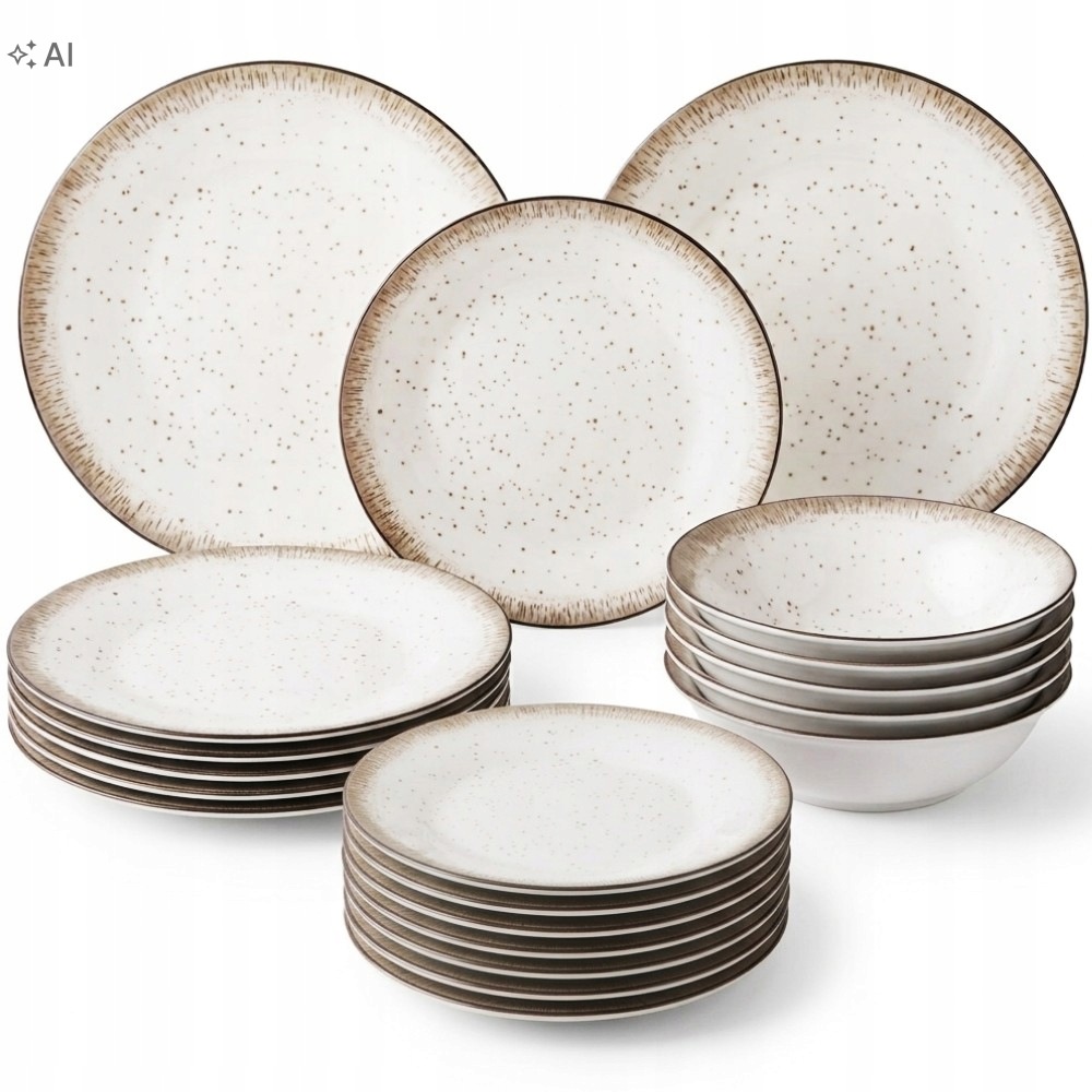 Obedový Servis Porcelán Komplet Sada 18 Kusov Pre 6 Osôb Taniere Škvrnité
