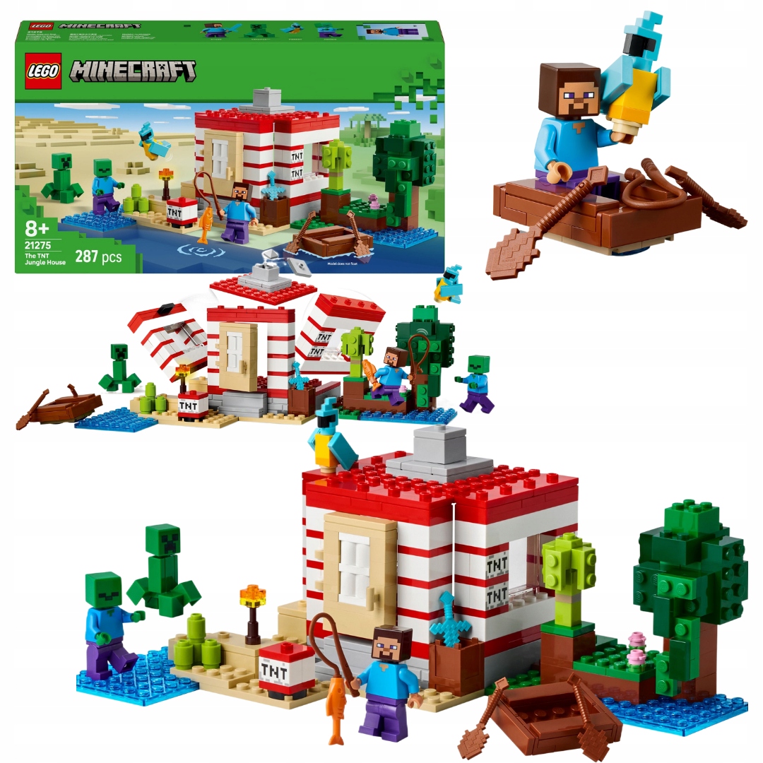 Lego Minecraft 21275 – Dům Tnt v džungli Papoušek Výbuch zombie Steve Creeper