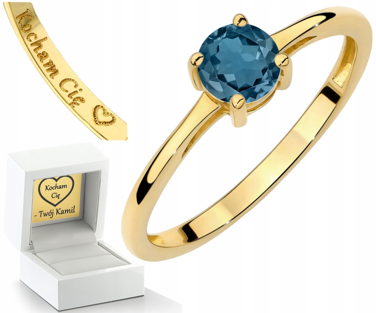Zlatý Prstýnek S Topazem London Blue Ryzost 585 14K