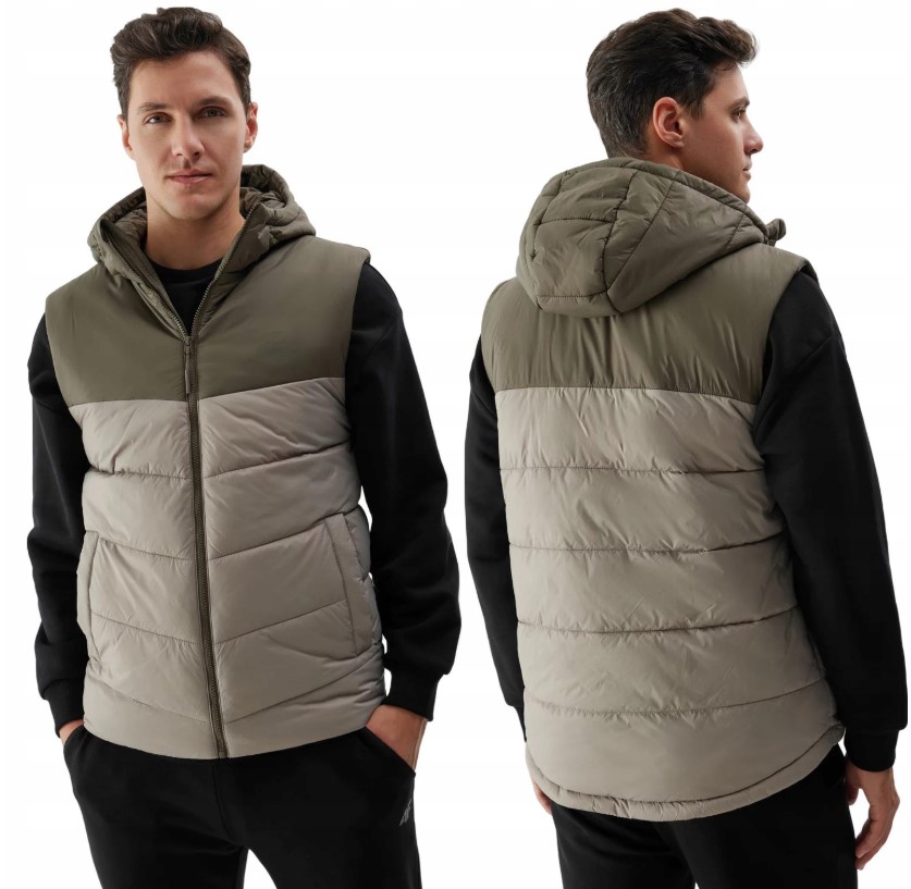 Pánská prošívaná vesta 4F z Bunda Bez Rukávů materiálu TVJAM100 > M