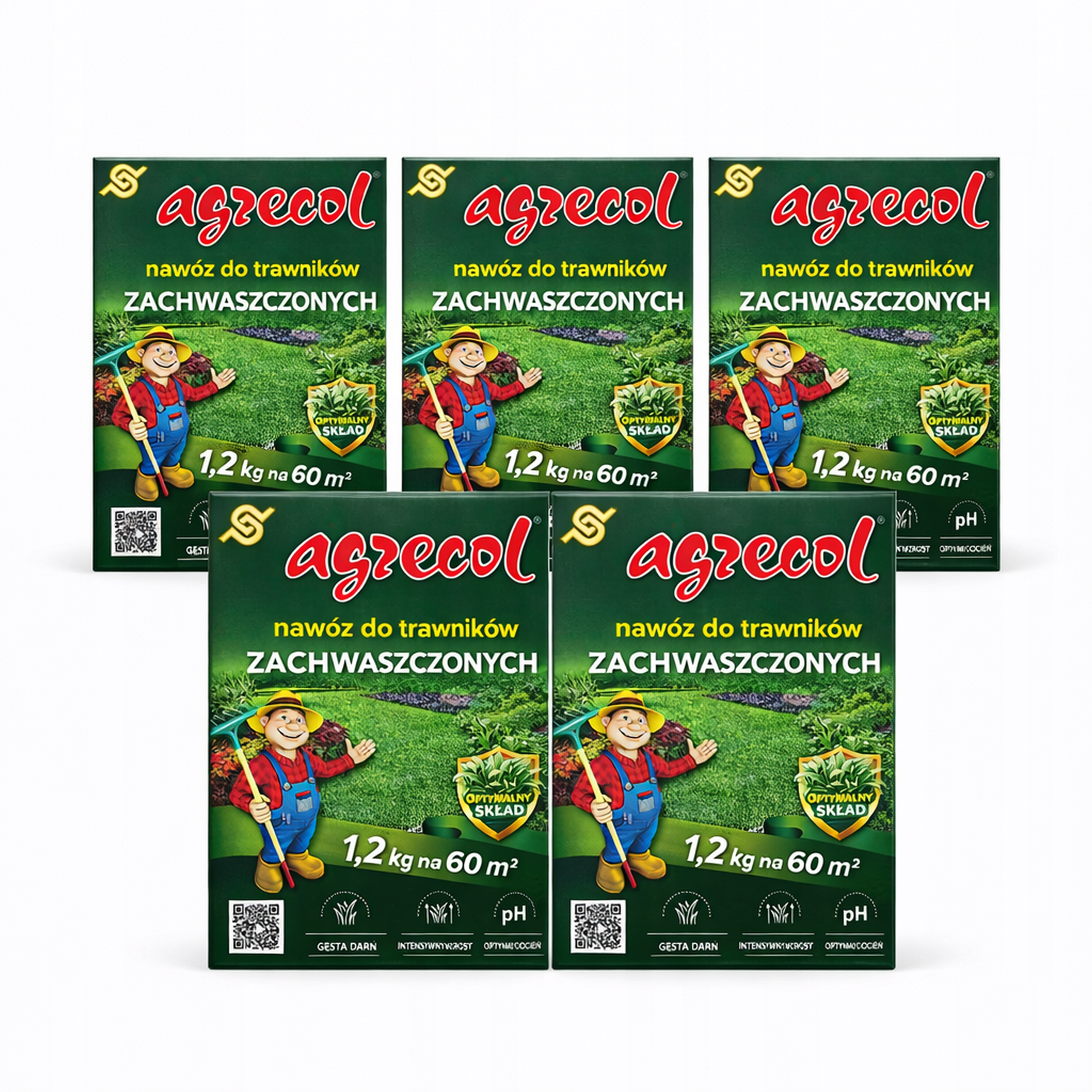 5 x Hnojivo pro zaplevelené trávníky Agrecol 1,2 kg, hustý trávník, optimální pH