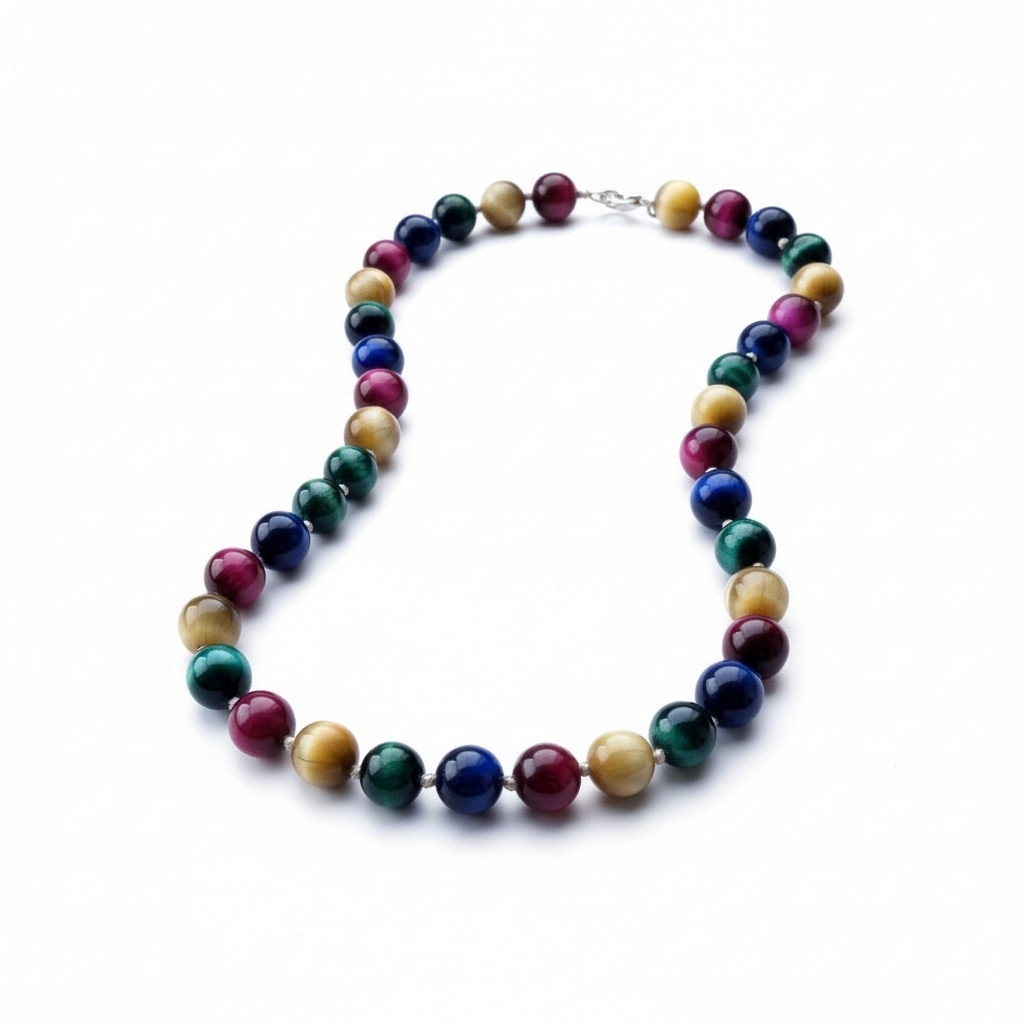 Vintage Barevné Tygří Oko Elegantní Náhrdelník Dobrá Aura