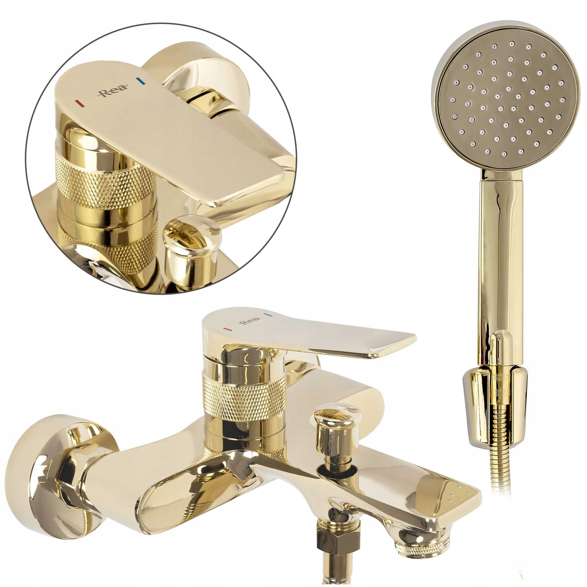 Nástenná vaňová batéria na stenu Zlatá Rea Viral Gold so slúchadlom