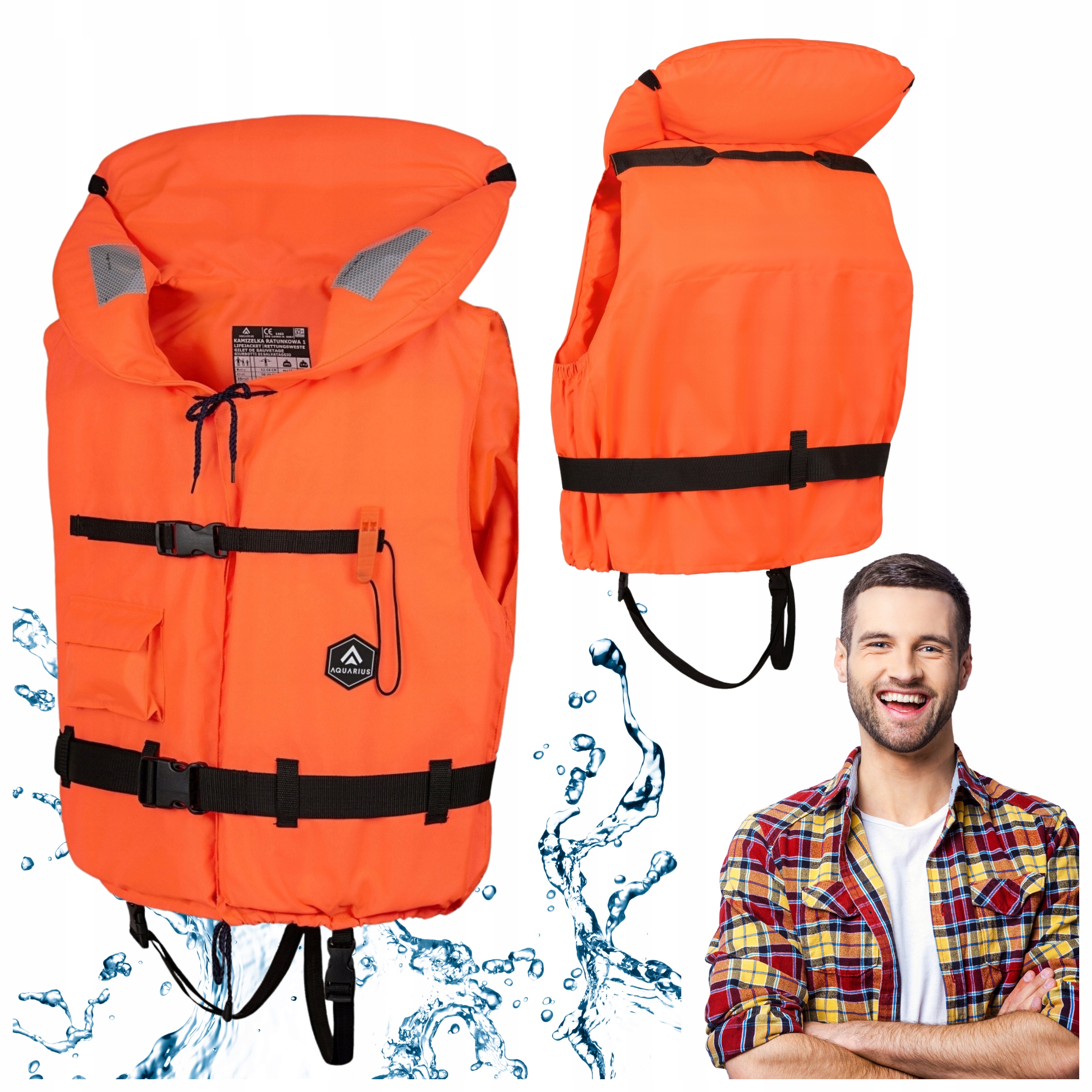Záchranná vesta Kapok Aquarius Oranžová Velká 100N XXL 90 120 kg