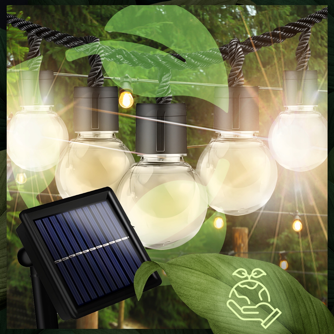 GIRLANDA SOLARNA OGRODOWA ŚWIETLNA XXL 20 ŻARÓWEK NA BALKON KULKI ŁAŃCUCH Barwa światła biały ciepły