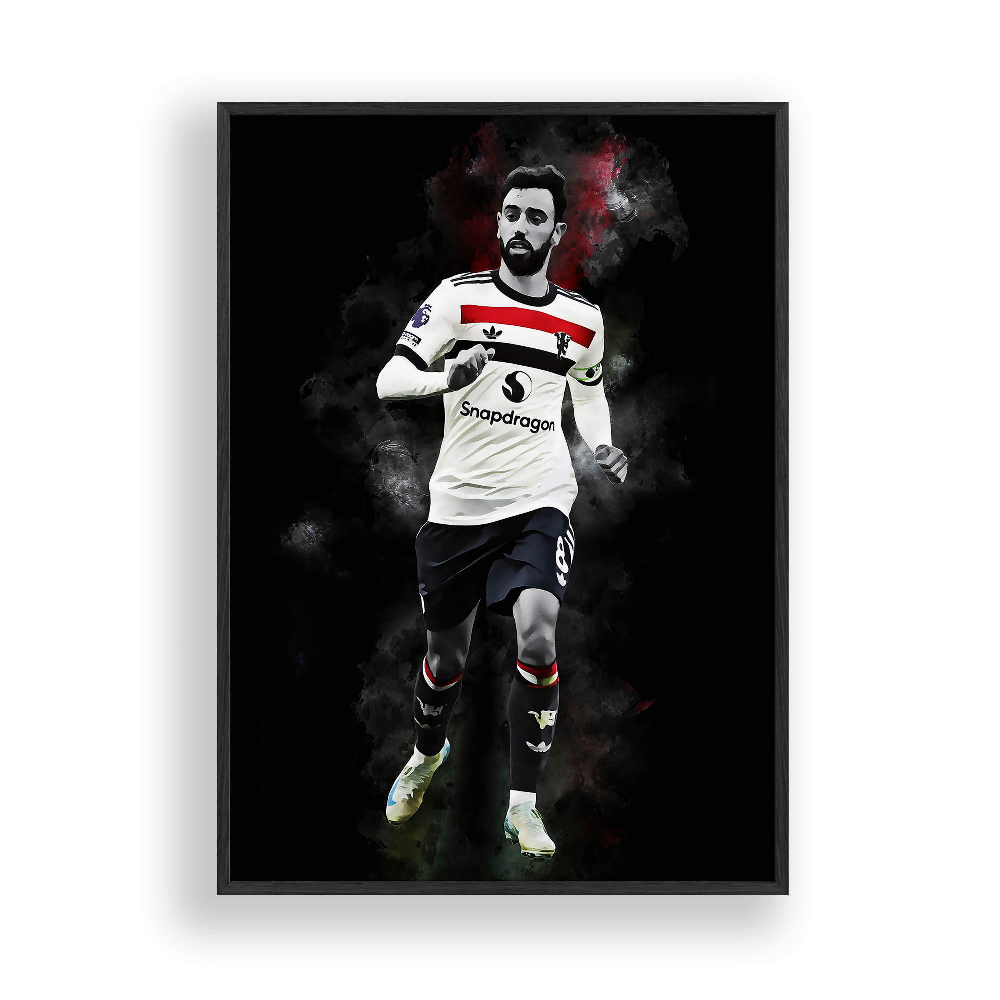 Obraz Bruno Fernandes Manchester Plakát Rámeček Dřevěný Černý 30x42 cm