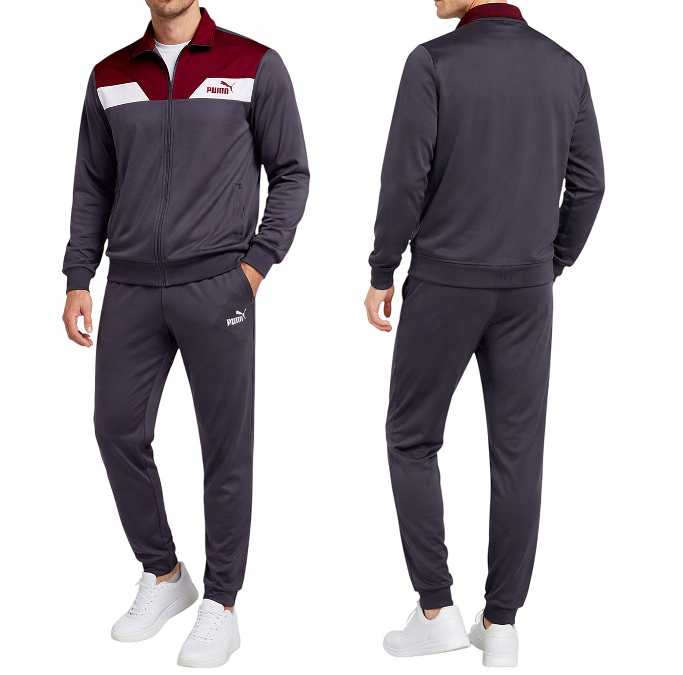 Męski dres sportowy Puma komplet treningowy spodnie bluza rozpinana r. S