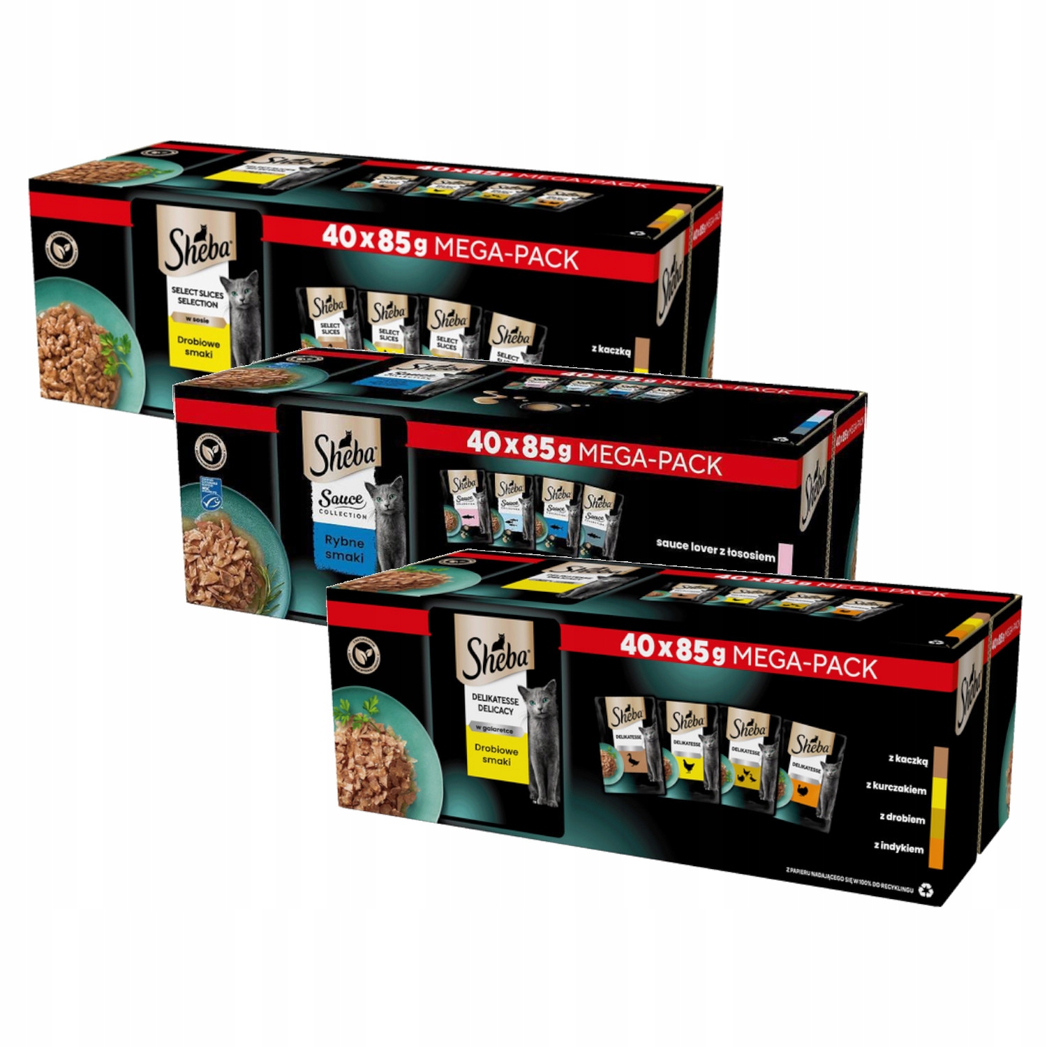 Levně Vlhké krmivo pro kočky Sheba Mix rybích příchutí v sáčcích 120 x 85 g