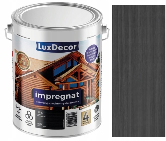 Luxdecor Impregnat Dekoracyjno Ochronny Do Drewna Grafit 4.5L