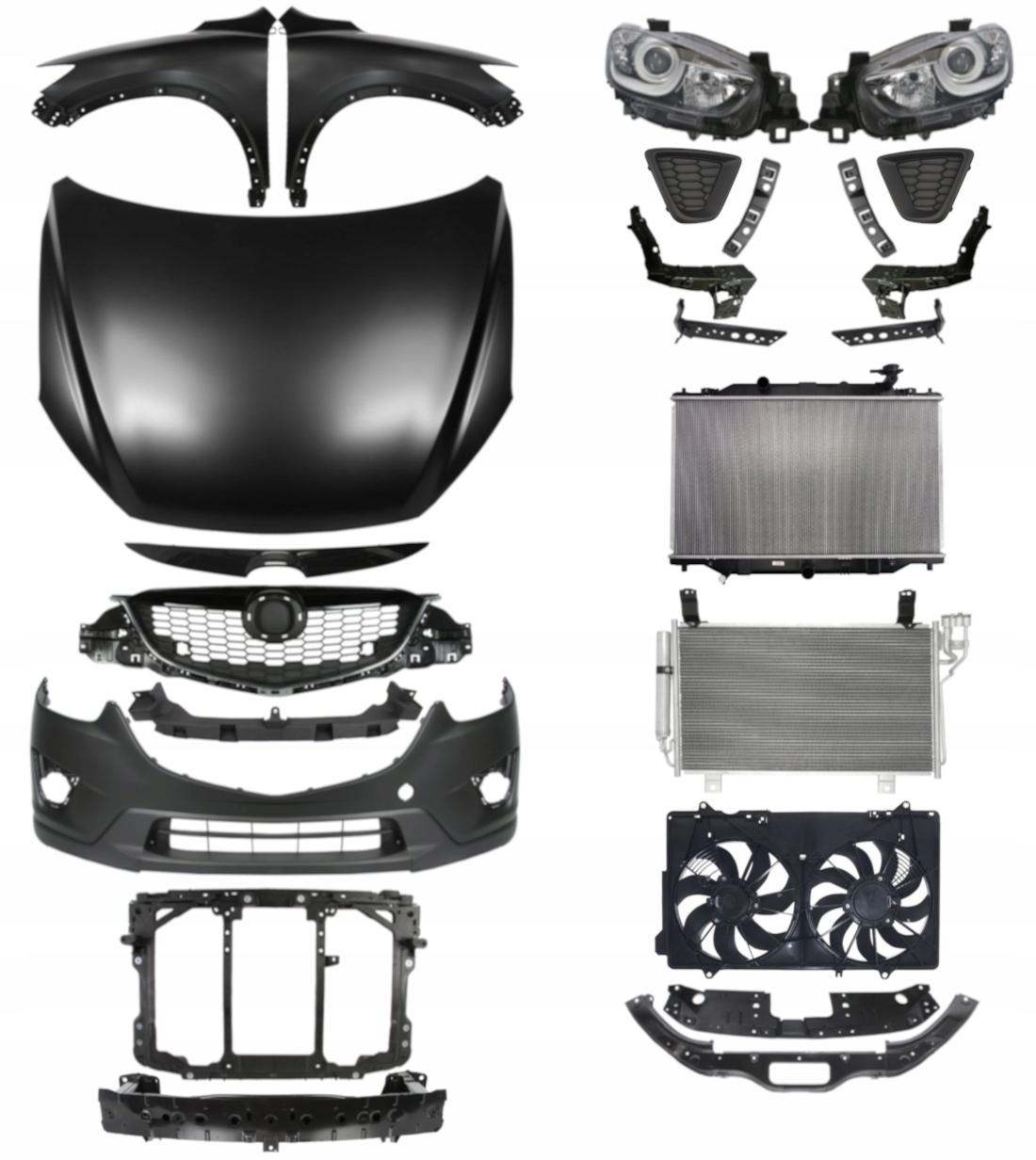 Mazda CX5 12-15 Maska Zderzak Błotnik Pas ZESTAW CZĘŚCI