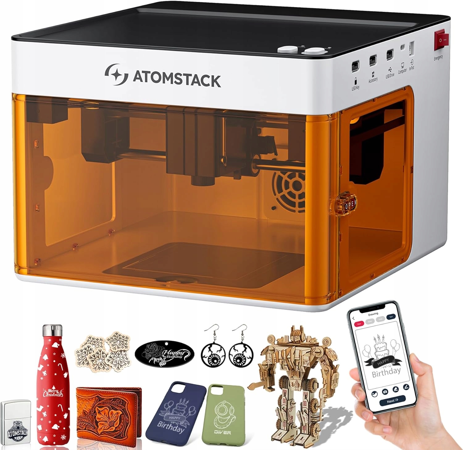 Atomstack P1 maszyna do grawerowania laserowego w obudowie 5 W M2372