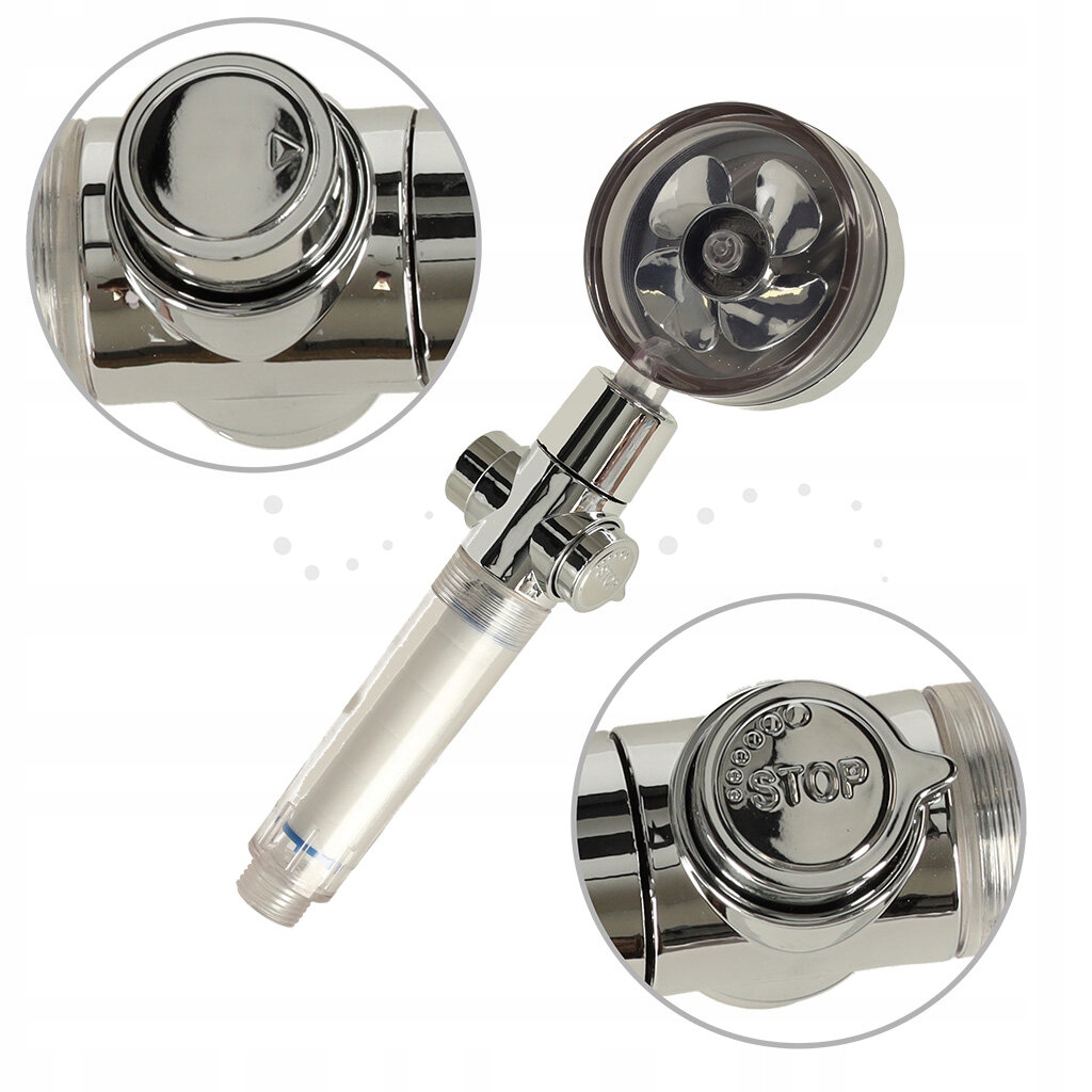 Słuchawka prysznicowa z turbiną i wężem srebrna Kolor inny