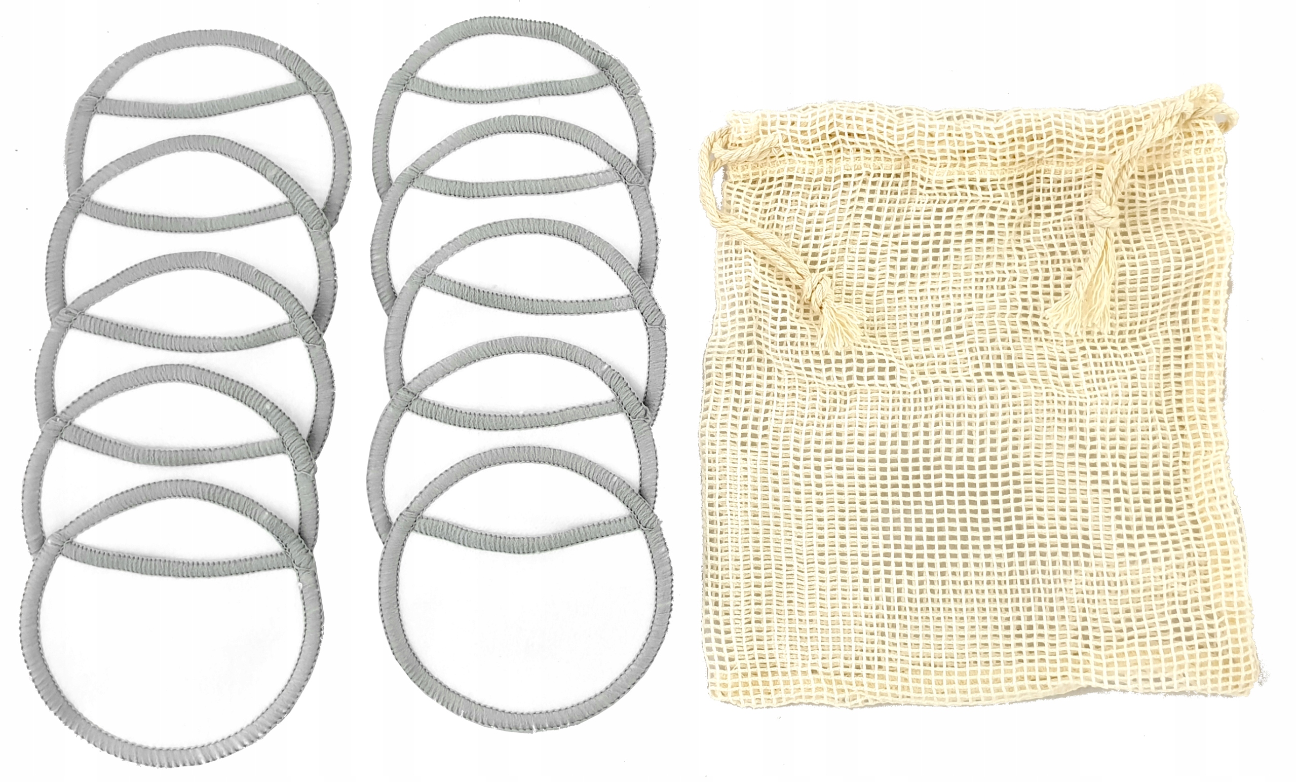 PŁATKI KOSMETYCZNE WIELORAZOWE 10 SZTUK + WOREK