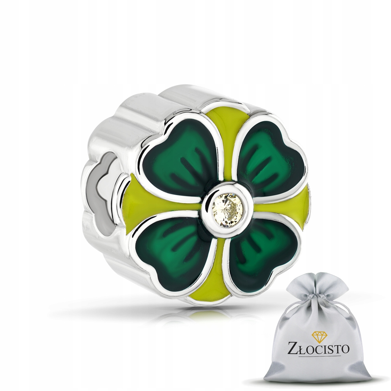 Stříbrný Přívěsek Zelená Čtyřlístek 925 Beads