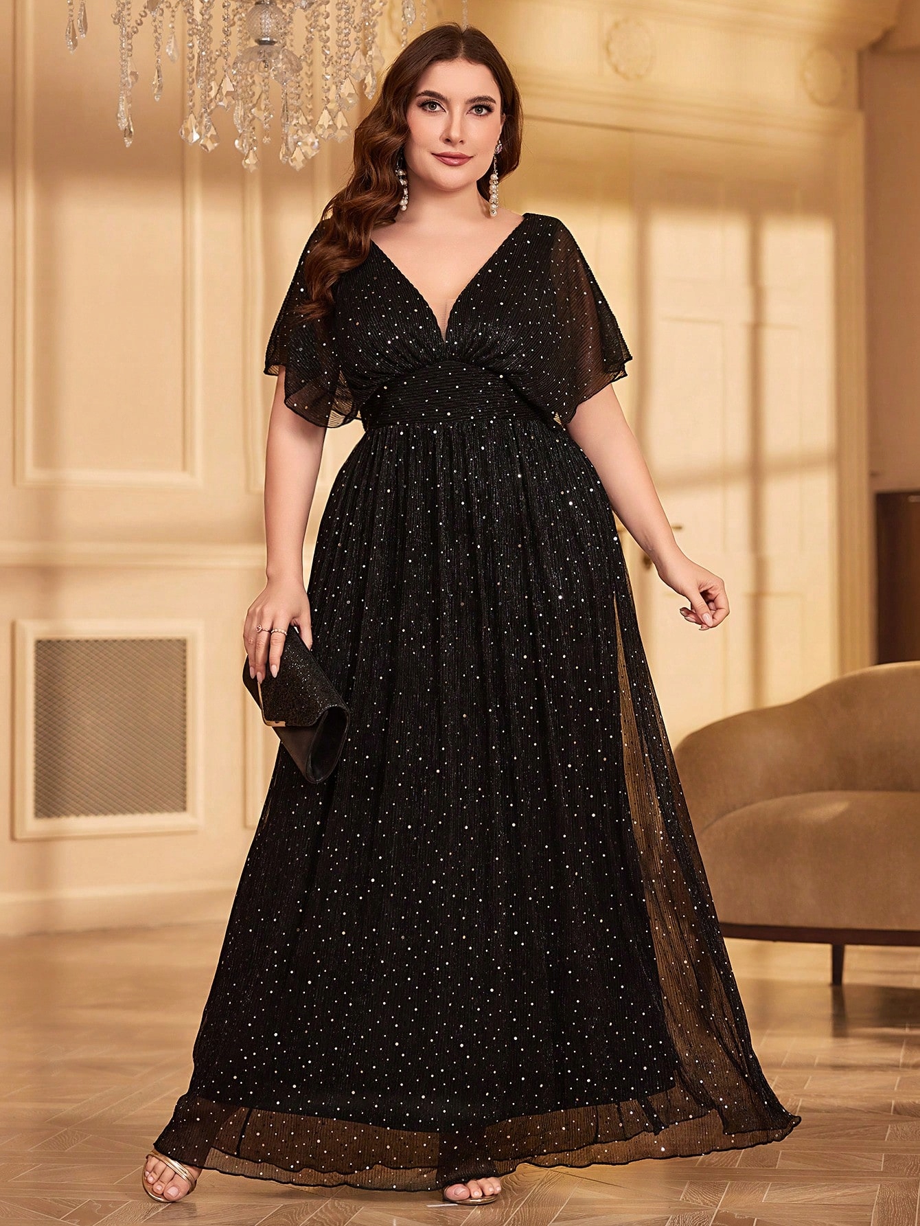 Šaty Rozkládací Černá Maxi S Večerním Výstřihem Unithorse 48