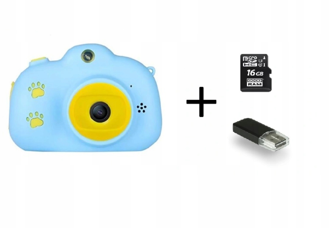 Digitální fotoaparát pro děti 5Mpix 2.0 720p karta 16GB Filtry Rámečky Hry Pásek