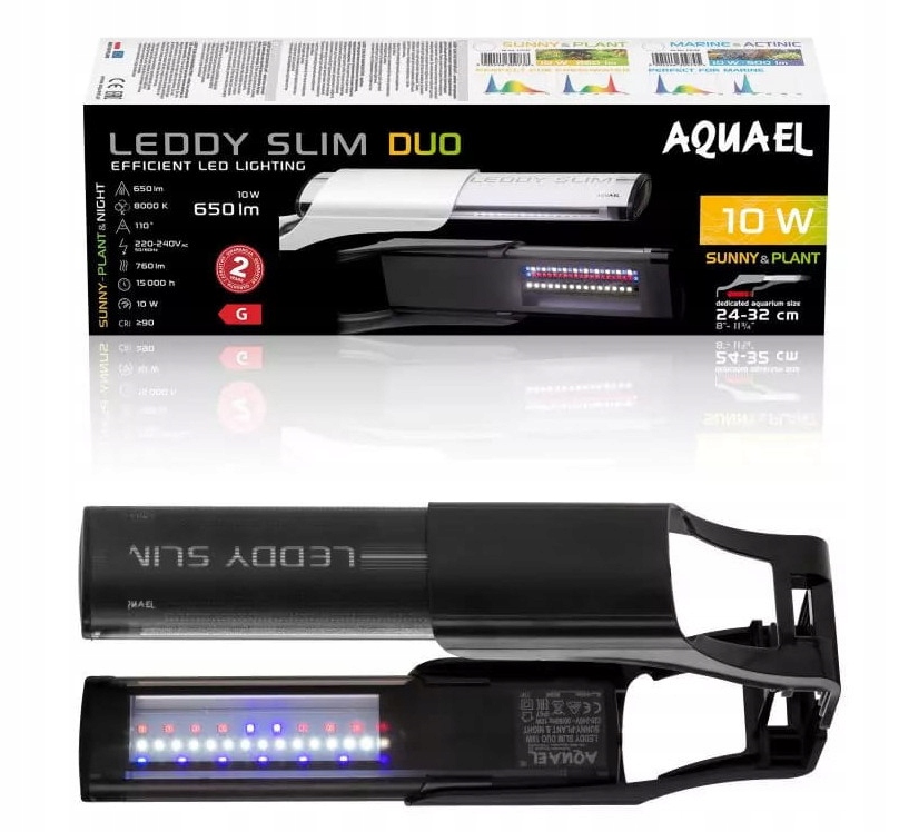 Levně Aquael Leddy Slim Duo Sunny Plant&Night 10W Led černá