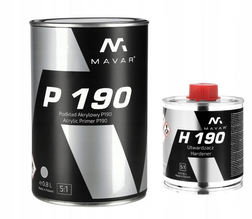 Podkład akrylowy wypełniający Mavar P190 0,8L Utw 0.16L szary