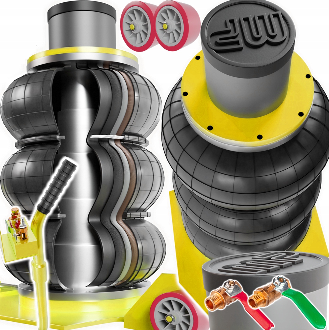 Pneumatický Hever Polštářový Zvedák 3,5T s Prodloužením žabky 135-510 mm