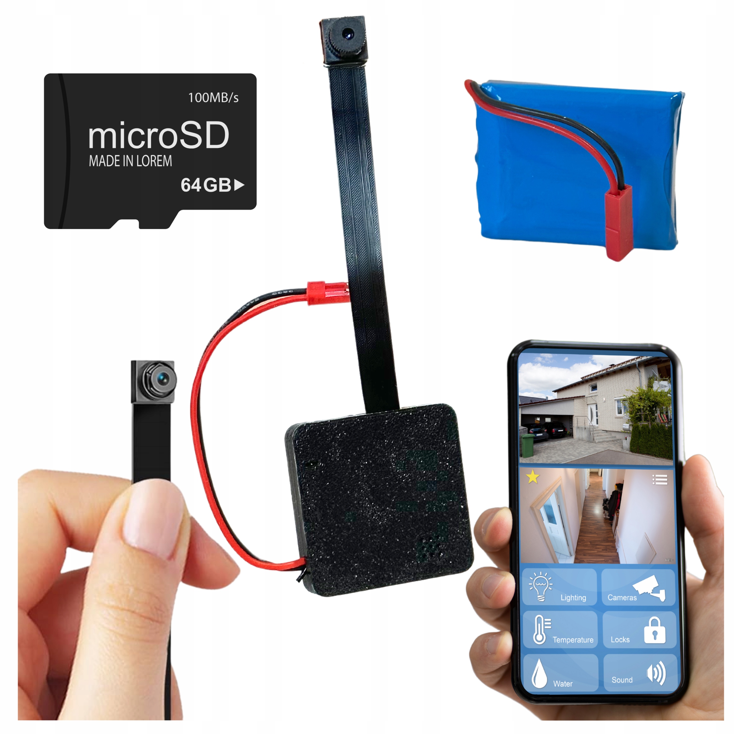 Mini Kamera Szpiegowska Wifi Podgląd Detekcja Ruchu Aplikacja Karta 128GB