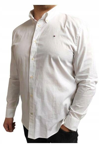 Tommy Hilfiger dlouhý rukáv Regular Fit, sněhově bílá košile, velikost XL