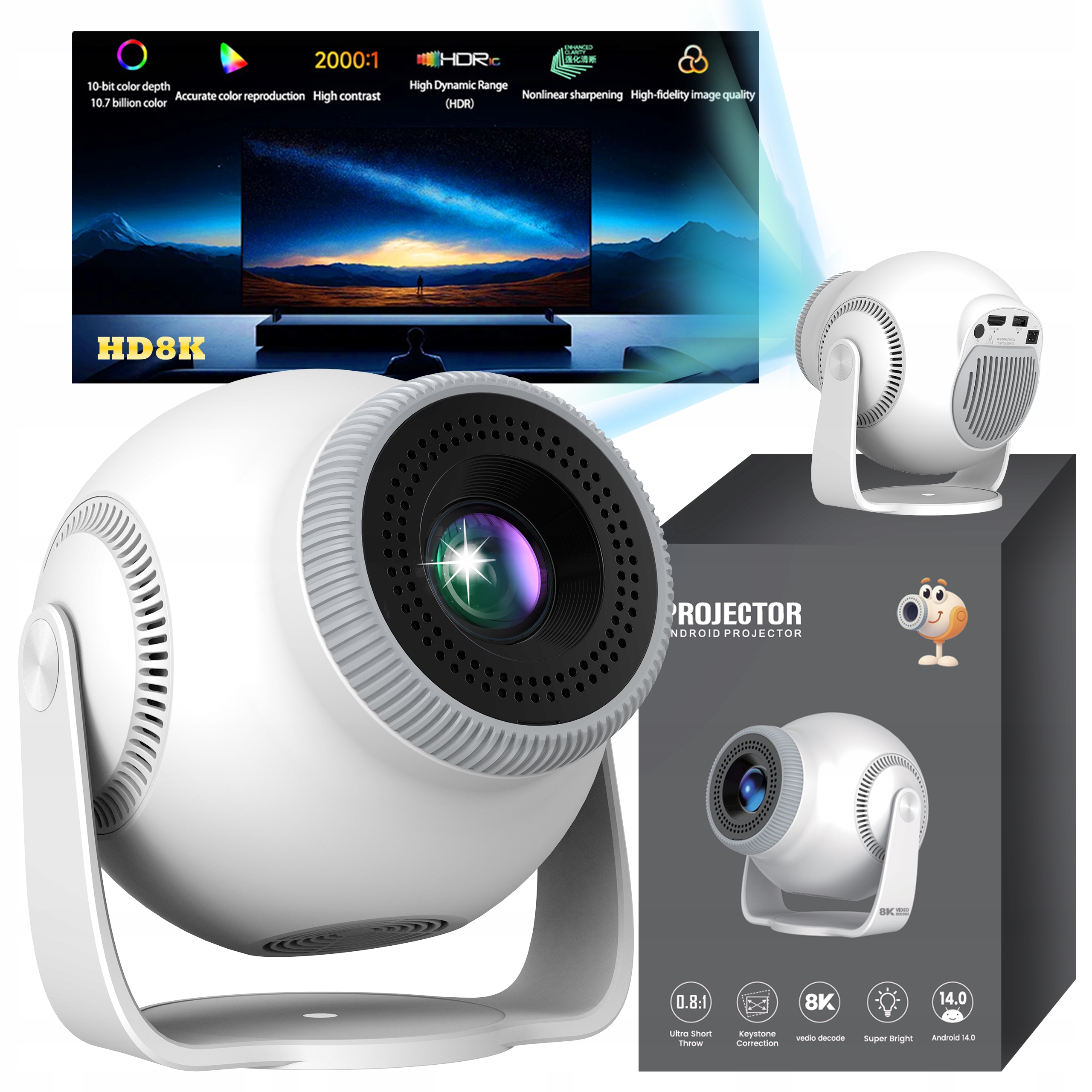 Projektor multimedialny TP360 Android WiFi6 Bt Led 200ANSI