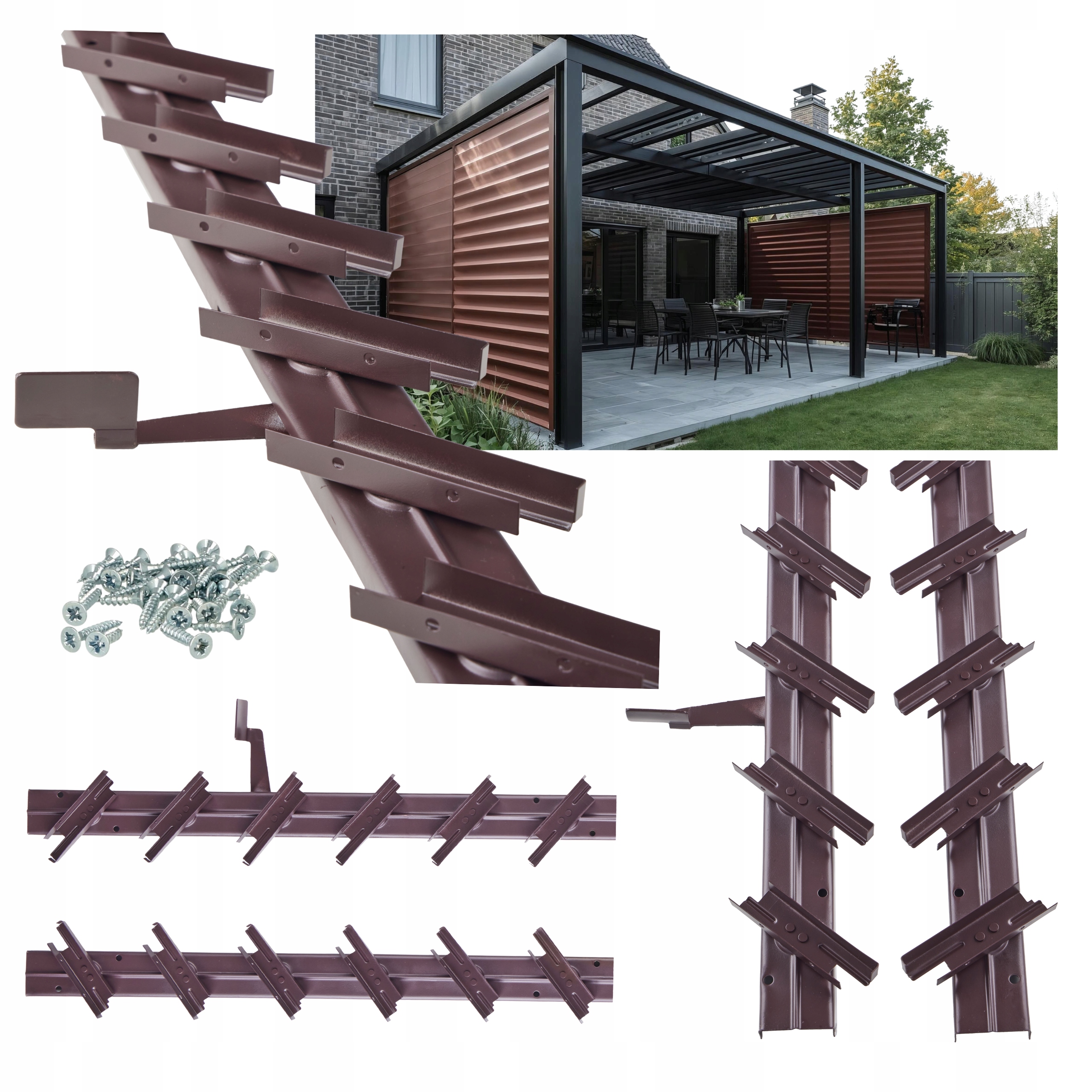 Pohyblivá Prkna Mechanismus Žaluzie Na Terasu Do Altánku Shutters Hnědý 54 CM