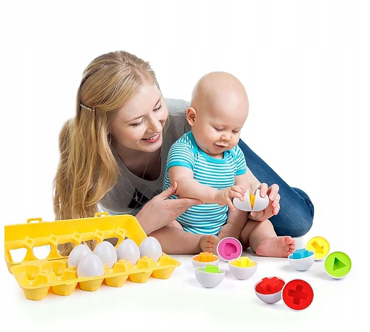 KOLOROWA UKŁADANKA SORTER MONTESSORI JAJKA DOPASUJ WZORY KOLORY KSZTAŁTY EAN (GTIN) 5903772588460