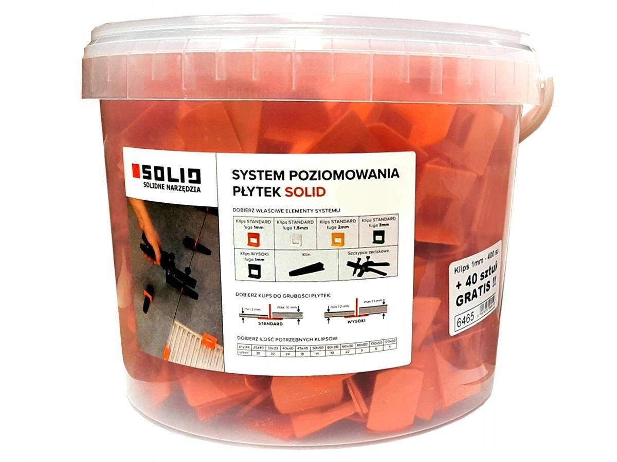

Solid System Poziomowania Płytek Klipsy 1mm x 440