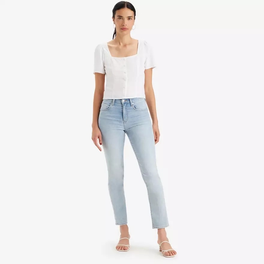 Levi's Džíny Úzké Nohavice Středního Stavu Světle Modré Bavlněné 31/30 6FA