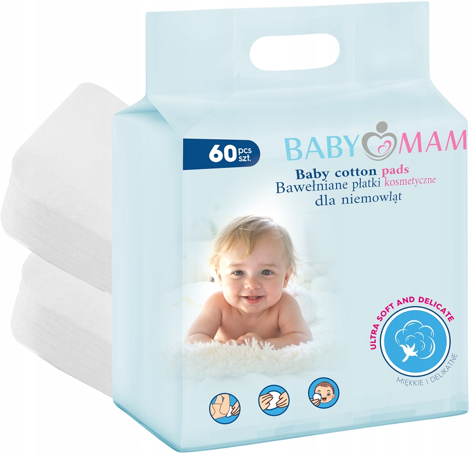 Детские хлопковые ватные диски 60шт BABYMAM