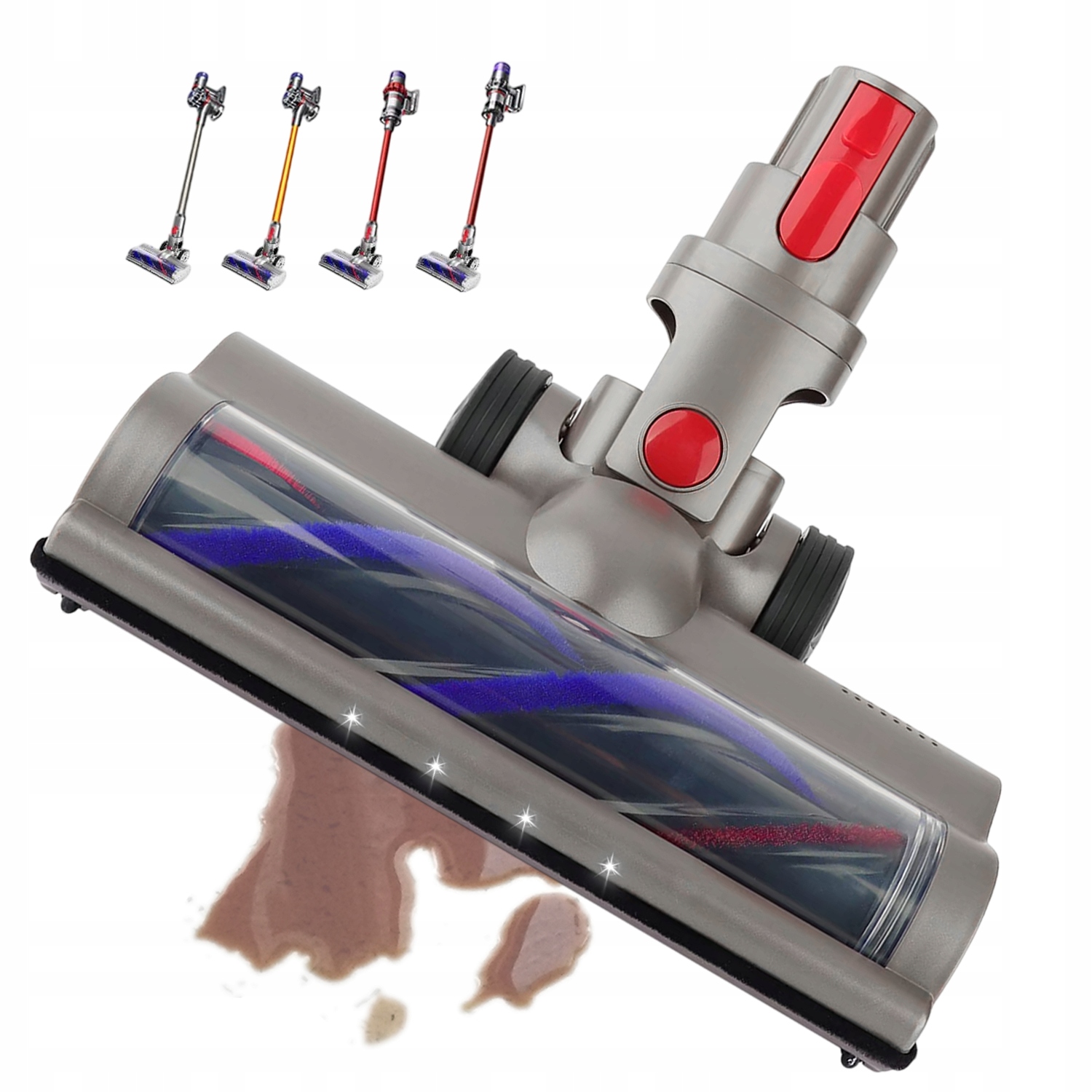 Kartáč Pro Dyson V7 V8 V10 V11 V15 Se 4 Led Diodami Pro Podlahy A Koberce