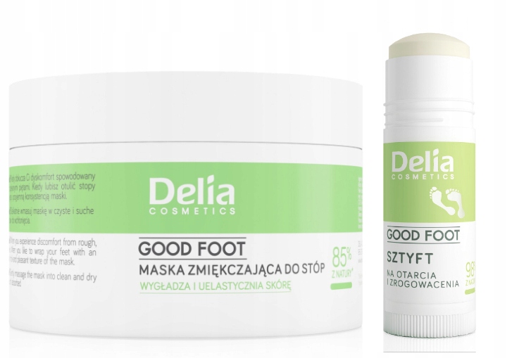 DELIA ZESTAW DO STÓP MASKA ZMIĘKCZAJĄCA 60ml + SZTYFT NA OTARCIA 28g