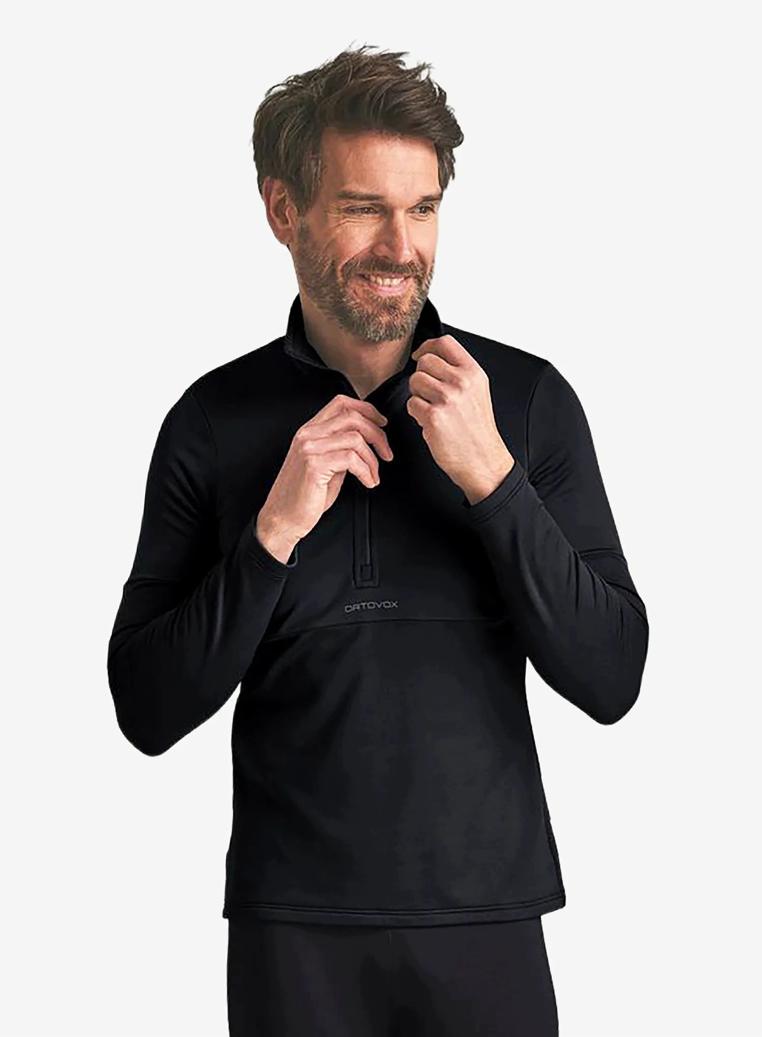 Bluza z zamkiem 1/2 Ortovox Fleece Light Zip Neck black raven XL